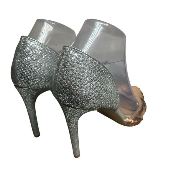 INTERNATIONAL CONCEPTS Womens Sequin Silver Heels Size 8 Party Holiday Christmas - Picture 9 of 11